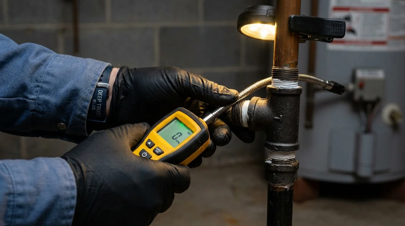 Gas leak detection with electronic sniffer by Johns Plumbing LLC in Troy